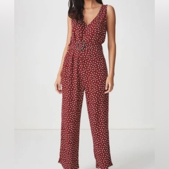 Cotton On Pants - Cotton on Polka Dot Jumpsuit - Red